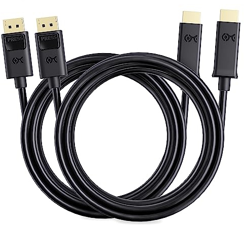 Cable Matters 2-Pack DisplayPort to HDMI Cable, DP to HDMI, 6ft