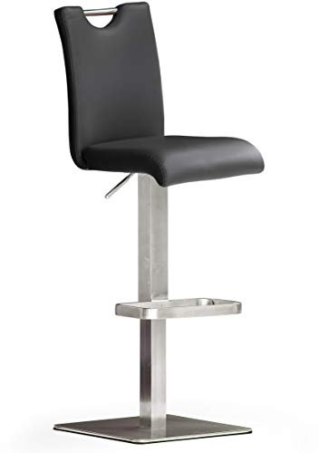 Robas Lund Barhocker Schwarz mit Lehne Barstuhl drehbar 180 Grad, Hocker höhenverstellbar, PU BAR.DO