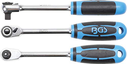 BGS 611 | Umschaltknarre | feinverzahnt | 10 mm (3/8) | ergonomisch | rutschfest | gekröpft | Knarre | Ratsche