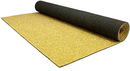 Primaflor Glitzer Hochzeits-Läufer Glimmer - 1,00m x 12,00m, Gold, Event-Teppich mit Schimmer, Schwer Entflammbarer Messeboden, Empfangsteppich, Gangläufer