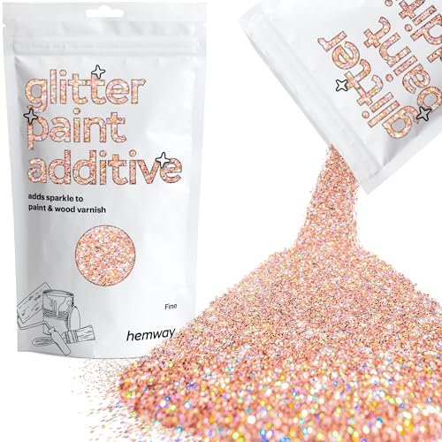 Hemway Glitter Paint Additive - Rose Gold Holographic | Fine Metallic Flakes for Adding Sparkle to Paints & Wood Varnish | Add to Emulsion, Acrylic & Latex for Indoor Sparkly Walls | 100 g