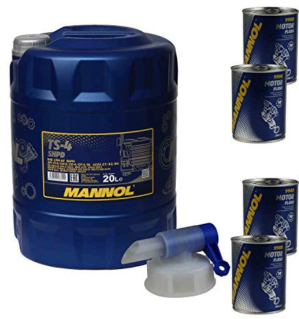 20L Motoröl MANNOL TS-4 SHPD 15W-40 4x Motor Flush ADDITIV