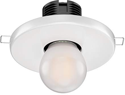 ledscom.de E27 Porzellan Decken-Einbauleuchte TELA, rund, weiß, 99mm, inkl. Frostglas Leuchtmittel 3,839W 477lm warm-weiß