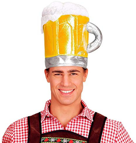 NET TOYS Witziger Bierhut Kühles Blondes - Gelb - Originelle Party-Kopfbedeckung Bayrischer Wiesn Hut für Herren - EIN Highlight für Volksfest & Biergarten