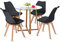 FUNITABLE Esstisch mit 4 Stühlen Essgruppe, 80 × 80 cm Runder Küchentisch aus Glas, Esszimmergruppe Tischgruppe für Bartisch Wohnzimmer Küche (Transparenter Tisch + 4 Schwarze Stühle)