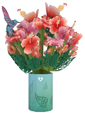 Lovepop® 3D Pop-Up Hibiskusstrauß Bouquet Papier Blumenstrauß aus Hibiskusblüten | allergikerfreundlich & verwelkt nicht | für Jahrestag, Muttertag, Geburtstag | mit Notizkarte
