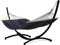Potenza Outdoor Hängematte mit Gestell für 2 Personen I Stabhängematte XXL 220x160, 200kg I Hängemattengestell 220kg Wetterfest (Grau, Gestell Schwarz)