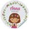ETIKIDS 24 vignettes de communion. Autocollants personnalisés avec nom et date pour les cadeaux. Taille 45mm/60mm/70mm de diamètre. Ne convient pas aux vêtements. (Fille brune)