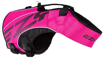 EzyDog Gilet de Sauvetage pour Chien – DFD X2 Boost – Gilet de Flottaison Sécuritaire Premium Tailles XS à XL pour Piscine, Plage et Bateau (2XS, Rose)