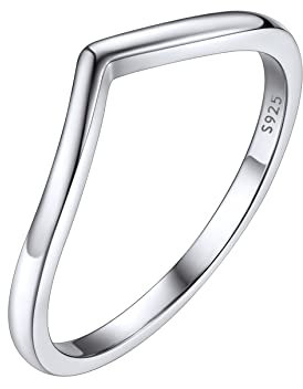 Bestyle Ring Silber 925 Damen V-Form Wishbone Ring Breite 1,7 mm Ringgröße 65 Schmal Ewigkeitsringe Modeschmuck mit Geschenkbox