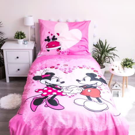 Jerry Fabrics F - Bettwäsche – Minnie Mouse – 2-teilig – für Kinder – Bettbezug - wendbar - 140 x 200 cm - Kissenbezug - 70 x 90 cm - 100 % Polyester