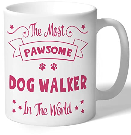 Dog Walker Mug - Pawsome - Dog Walker Gifts (Raspberry Print)