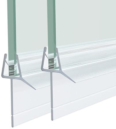 Transparent Ersatz Wasserabweiser Duschdichtung 5 mm/ 6 mm/ 7 mm/ 8 mm für Glastür Duschtüren Duschwand Badewanne Duschkabine 2 x 80cm