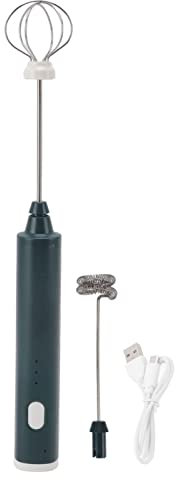 Mini Kabelloser Elektrischer Rührer Multifunktions 3 Modi Elektrischer Schneebesen mit 2 Schneebesenköpfen für Milchkaffee (Schwarzgrün)