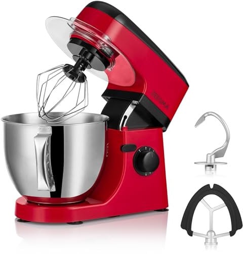 ZEEGMA Planeet MIX - Amasadora (1800 W, robot multifuncional con cuenco de 5 L, con asa y tapa, 8 velocidades, incluye panel táctil de 3 piezas) (Grey)