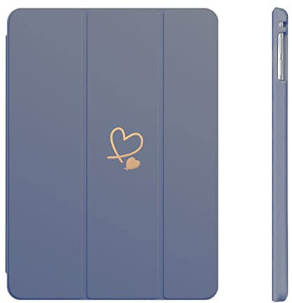 Fycyko Hülle für iPad 9,7 Zoll (Modell 2018/2017, 6./5. Generation), mit Stifthalter, Auto Schlafen/Wachen, Smart Trifold Stand, Herzmuster Schutzhülle für iPad 9,7 Zoll (Lavendel)