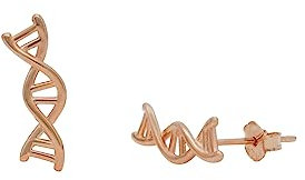 ScienceFox DNA-Helix-Ohrringe Ohrstecker | Eleganter Wissenschaftsschmuck | 925 Sterlingsilber | 3 Farboptionen | Geschenk für Biologie- & Chemie-Liebhaber (18k Roségold-Überzug)