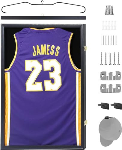 Nice C Jersey Frame Display Case Large Shadow Box Sports Jersey Display Case with 98% UV Protection, Hook and Hook, Valet Pin Board Acrylic Football Basketball (1 Pack)