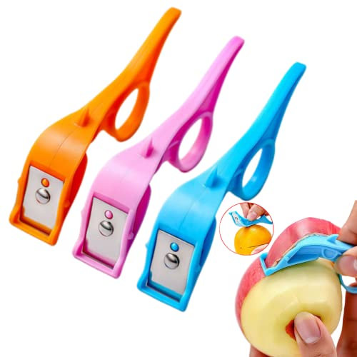 : GaoBangM Portable Orange Peeler Tool Portable Fruit Peeling Pear Kiwi Peeling Knife Quick Apple Peeling Tool Peeler Set, Set of 3