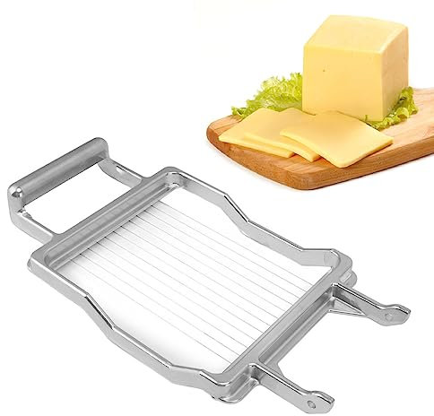 Tnfeeon Cortador de Queso con Alambre 1 Cm o 2 Cm Hoja de Corte de Mantequilla Cheeser Alambre de Rebanador de Queso Reemplazable Aleación de Aluminio Rebanador de Queso Comercial (10 mm)