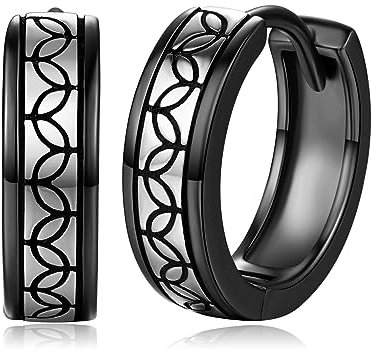 Schwarze Ohrringe 925er Sterling Silber Minimalistische Wikinger Keltischem Knoten Creolen Schwarzer Wikinger Schmuck Geschenke für Damen Herren