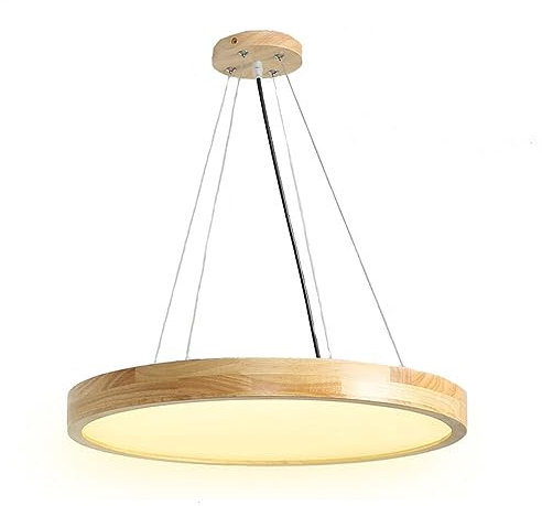 VOMI LED Pendelleuchte Holz Rustikal Hängelampe Esstisch Hängeleuchte Rund 50cm 36W Esstischlampe Modern Hängend Esszimmerlampe Höhenverstellbare Pendellampe mit 3 Lichtfarben Einstellbar
