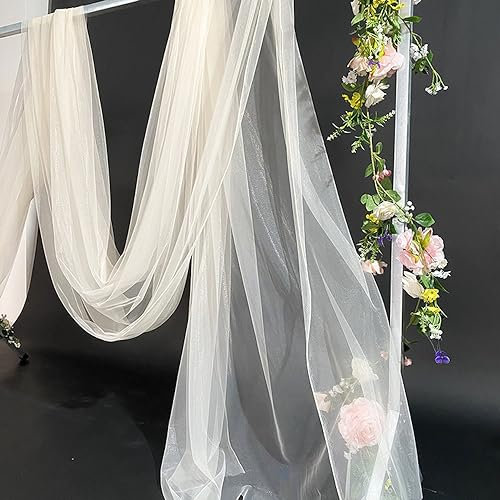10m x 160cm Soft Tüllstoff,Tüll Stoffe zum Nähen,Netzstoff Dekostoff Drapierstoff für Arbor Hochzeit Vorhang Hochzeitsbogen Freihanddeko Querbehang Gardine Torbogen Zeremonie Party Dekor,Beige