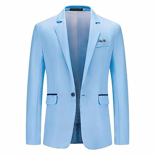 BIISDOST Costume pour homme - Coupe droite - Veste blazer d'affaires - Veste de costume moderne - Veste de loisirs - Veste de costume vintage - Pour mariage, affaires, fête, Z1014_2-bleu ciel, M