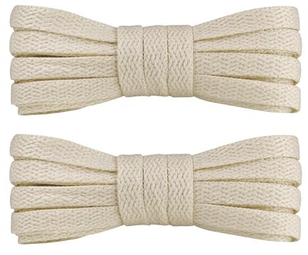 7STROBBS 2 Paar Schnürsenkel Beige Flach für Sneakers,Ersatz Turnschuhe Creme Schuhbänder für Converse Chucks Nike Air Force,Breite 8mm Beige Shoe Laces,120cm