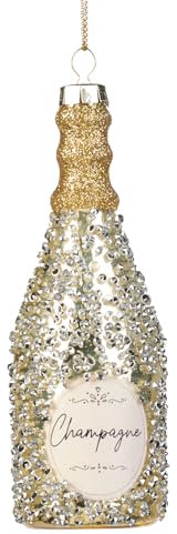 Goodwill Glass Champagne Bottle 12.5 cm Shaped Bauble Decoration