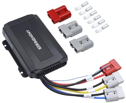 AMOMDPOWER 12 V 40 A DC to DC Dual Input Charger with Anderson Connector On-Board Charge fit for 12 V Lead Acid Gel AGM Calcium LFP Battery with MPPT Charger for Solar Panel Alternator RV Car Marine