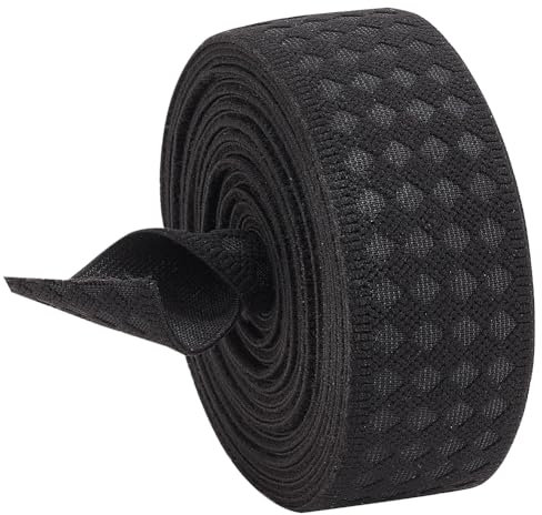 BENECREAT 6.25 Yard/5.7M Flaches Elastisches Nylon-Gummiband, 40 mm Schwarzes Dehnbares Gurtband Mit Rautenmuster Für DIY-Nähprojekte, Nähzubehör Für Kleidungsstücke