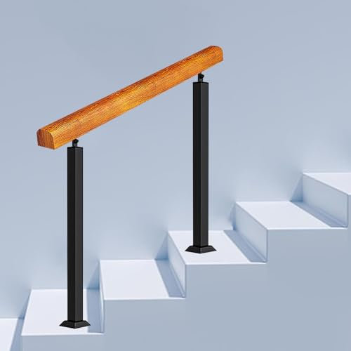 Holzhandläufe für Außenstufen, passend für 4 Stufen, Übergangshandlauf aus Schmiedeeisen, verstellbares Außentreppengeländer, Übergangshandläufe für Betonstufen oder Holztreppen (Farbe : Height 95cm