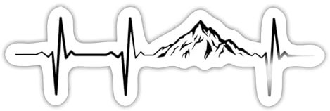 Spreadshirt Herzschlag Puls Frequenz Berge EKG Sticker, max. 10x10 cm, 10 x 10 cm, Weiß glänzend