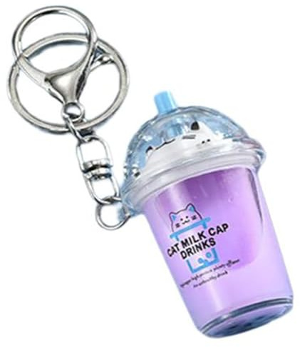 COSSIKA Schlüsselanhänger Katze Bubble Tea Cartoon Milchtee Anhänger - Modische Acryl Schmuck für Rucksäcke und Telefon