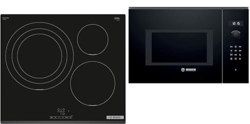 Bosch Serie 4 PID631BB5E Placa de inducción 60 cm, Color negro/bisel delantero, sin perfiles & Serie 6 BEL554MB0 - Microondas integrable, 382 x 594 x 388 mm, Potencia 900 W