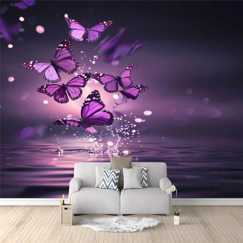 photo murale papier peint 400 x 280 cm décoration intissé tableaux poster muraux tapisserie Papillon violet panoramique chambre paysage déco salon maison décorative tenture appartement