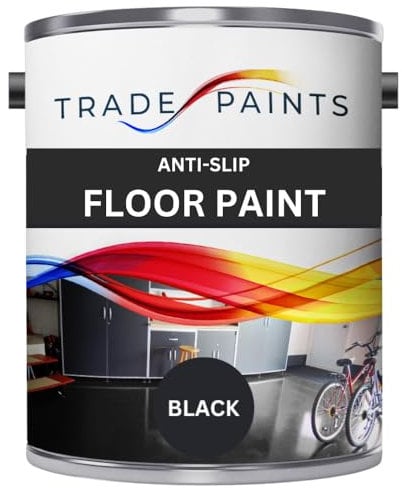 Anti-Slip Floor Paint - Ideal For Concrete, Stone, Brick, Wood & Metal - Provides A Safer Slip-Resistant Coating For Both Residential & Commercial Use (Black) - 5 Litre