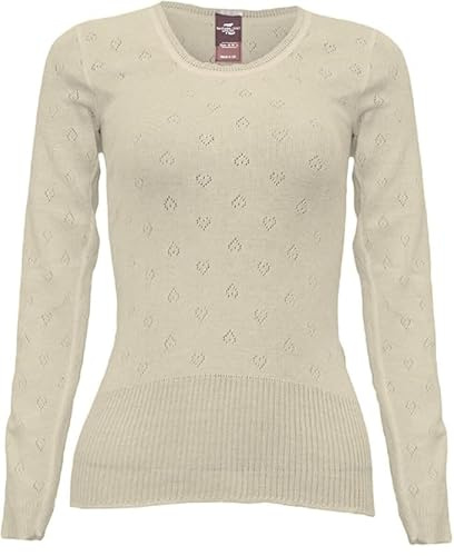 GIFTIDEAZZ Ladies Snowdrop Thermal Long Sleeve Top - Women Soft Winter Warmer Thermal Vest in Baby Pink, Black, White and Cream - Made in UK