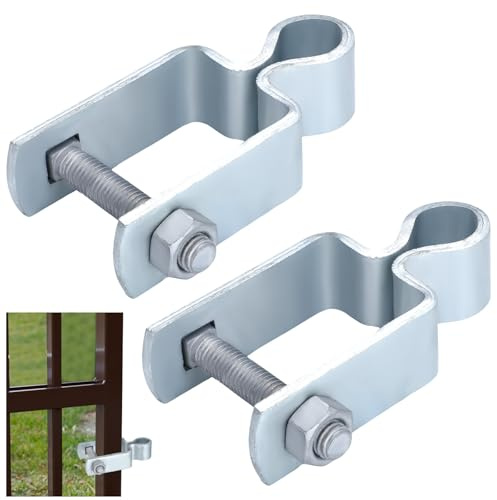 Dansydaisy 2 Pcs 2 x 5/8 Square Post Female Hinges, Galvanized Steel, Silver, Surface Mount, Chain Link Fence Gate Hinge with Bolts and Nuts