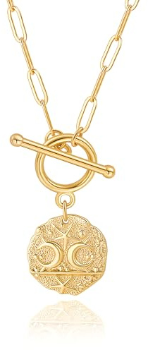 Aobei Pearl 18K Gold 3D Puffy Micro-gepflasterte Cubic Zirkonia Anhänger Halskette für Frauen mit OT Toggle Front Verschluss
