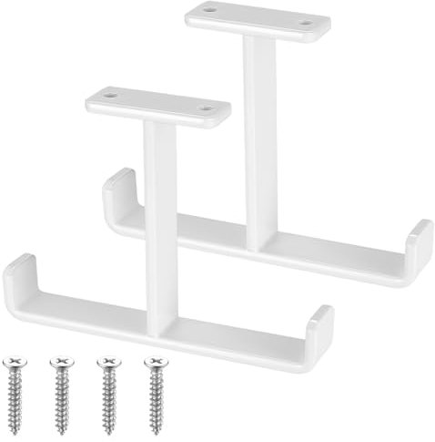 2 x Ganchos de Pared Pesados, Doble Ganchos Pared Garaje, Ganchos de Techo, Soporte Herramientas Pared, Colgador Bicicleta Pared, Ganchos para Colgar Bicicletas Pared, Gancho de Escaleras, Blancos