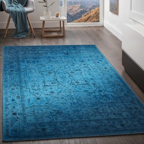 Taracarpet Teppich Kurzflorteppich, Wohnzimmerteppich, Orientteppich aus Polyester n Regenbogenfarben absolut Modern fürs Wohnzimmer Schlafzimmer Kinderzimmer blau 160x230 cm