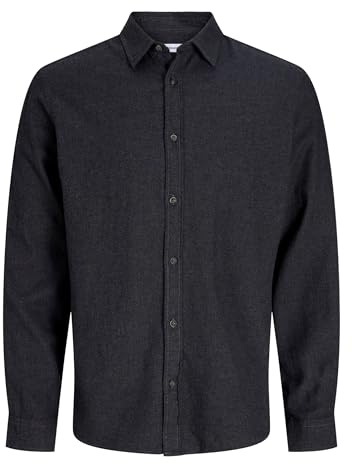 JACK & JONES Male Flanellhemd Comfort Fit Flanellhemd | Bio-Baumwolle | nachhaltige Materialauswahl | Normal Fit | Knopfleiste | Einfarbig | atmungsaktiv | Casual-Style