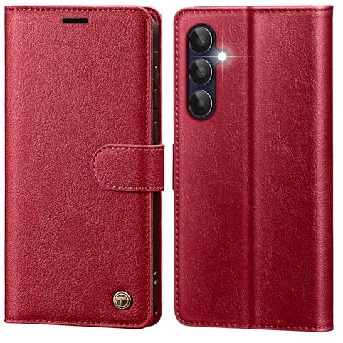 CASBST Handyhülle für Samsung Galaxy A16 5G/4G Hülle,Hochwertig Lederhülle Schutzhülle Klappbar mit Kartenfach Standfunktion Magnet RFID, Flip Case Handytasche für Samsung A16 Klapphülle Rot