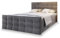 Masseno Boxspringbett Amon 160x200 cm Komplett-Set mit Matratze und Topper, Polsterbett mit Zwei Bettkästen -Grau, Cosmic 160