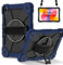 Funda para tablet Huawei MatePad SE de 11 pulgadas 2024, protección completa resistente a los golpes, soporte giratorio de 360°, correa de mano, correa de hombro, azul marino y negro