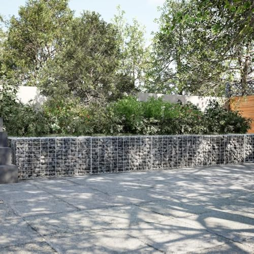 Festnight Gabione 400x50x50 cm Gabionenwand Gabionen Zaun Metall Steinkorb Wand Steingabionen Gabionenkorb Gabionengitter Drahtkorb Dekorative Zäune Gartendeko Verzinktes Eisen