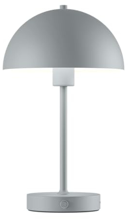 skølm Aeriala Tischlampe Hellgrau – LED Schreibtischlampe aufladbar mit USB-C – Tischleuchte Pilzform kabellos – Akku Nachttischlampe dimmbar – kleine Metall Lampe mit Touch – bis zu 10h Leuchtdauer