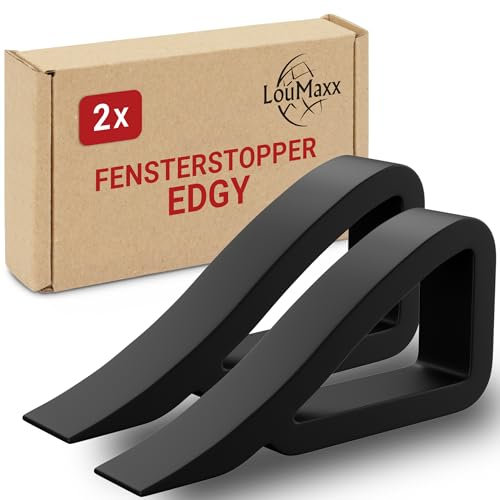 LouMaxx Fermaporta per finestra durante l'aerazione – Cuneo Turco – Il tuttofare nel settore dei cunei e fermaporta – Finestra in gomma – Confezione da 2 in nero